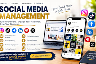 manage your social media, create content and grow your instagram, tiktok and fb
