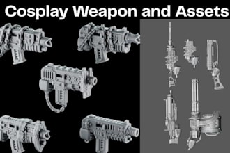 create custom cosplay design weapons design props and assets for 3d printing
