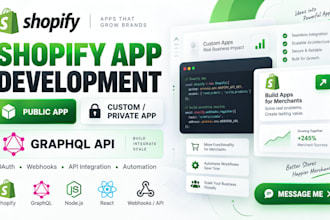 develop custom shopify public app private app custom app graphql API integration
