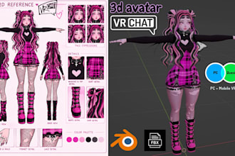 create custom vrchat avatar from character reference sheet furry anime 3d model