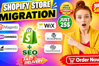 migrate design redesign wix woo bigcommerce squarespace website to shopify store