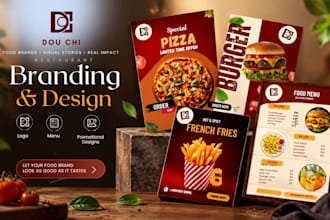 design restaurant branding, logo, menu and promotional design