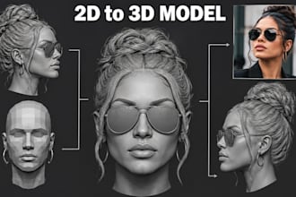 sculpt 3d head model, likeness, 2d photo, 3d printable, custom character sculpt
