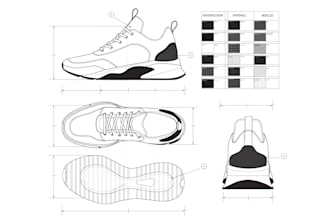 create sneaker and shoe tech packs with spec sheets and bom