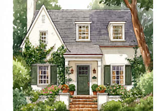 draw architectural home building portrait with watercolor