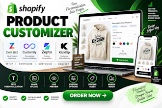 setup shopify product customization apps zakeke customily zepto kickflip easify