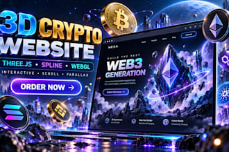 interactive 3d website spline scroll parallax threejs 3d crypto website