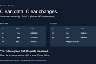 clean and organize your excel or CSV data