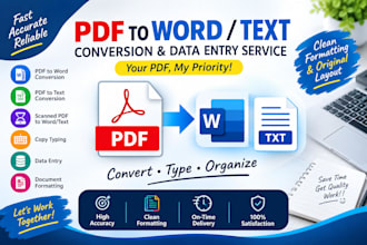 pdf to word conversion scanned PDF data entry