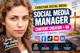 be a christian social media manager, virtual assistant, content creator