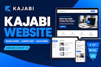 design kajabi website, online course, landing page and sale funnel