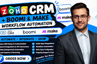 setup zoho CRM, boomi and make workflow automation