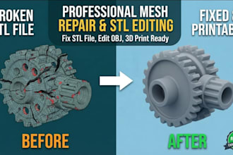 do professional mesh repair, edit obj file, and fix stl file for 3d printing