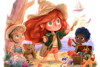 draw cute whimsical children book illustrations