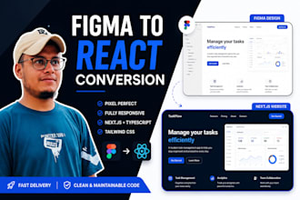 convert figma design into react js or next js website with tailwindcss