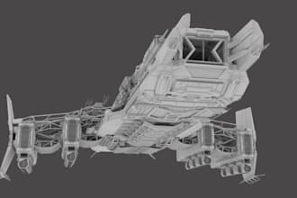 3d space ship model, spaceship interior, robot 3d sculpting, 3d starship