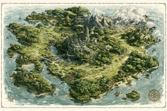 draw a fantasy map illustration
