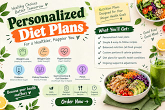 create a personalized diet plan for weight loss, weight gain and health goals