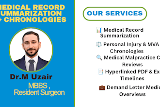 do expert medical record summarization and chronology
