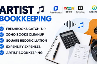 catch up artist bookkeeping using freshbooks, zoho books, square and expensify