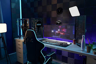 design home office gaming room, streaming room, podcast room interior music room