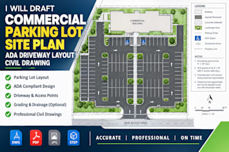 draft commercial parking lot site plan ada driveway layout civil drawing