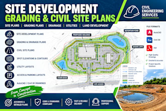 design site development, grading and civil site plans in autocad
