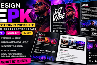 design epk electronic press kit, musician epk media kit, dj artist brand,