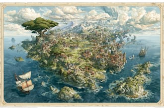 draw a fantasy map illustration
