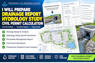 prepare drainage report hydrology study civil permit calculation