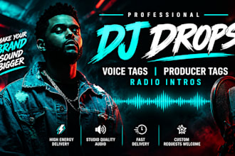 record high energy american male dj drops, voice tags, and radio intros
