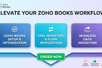 do zoho books setup, zoho CRM integration, campaigns, and sites setup