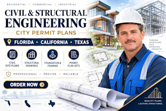 civil and structural engineering city permit plan for florida california texas