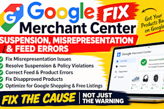 fix google merchant center suspension, misrepresentation and feed errors