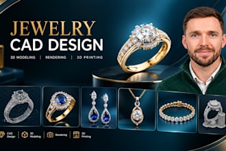 do jewelry cad design, 3d modeling, rendering and 3d printing