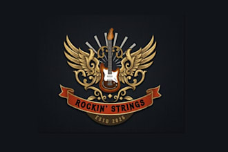 create a custom music rock guitar logo