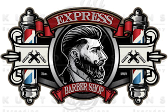 do barber shop or hair stylist salon business logo design