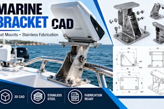 model boat equipment mount cad, marine bracket and stainless fabrication drawing