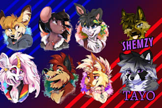 draw fursona badge furry stickers furry pfp furry icon headshot telegram sticker