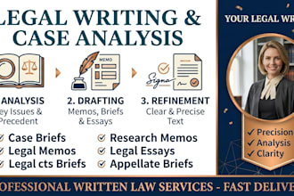 assist with law,essay, legal research, case brief and memo