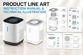 create product line art, instruction manuals and technical illustrations