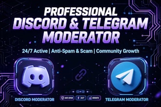 be your active discord moderator and tele community manager