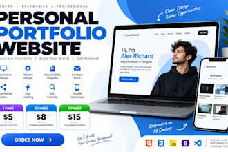 develop a modern responsive personal portfolio website