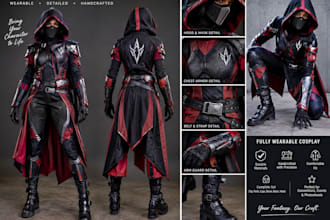 design wearable 3d cosplay creation, cosplay armor, cosplay model, prop, mask