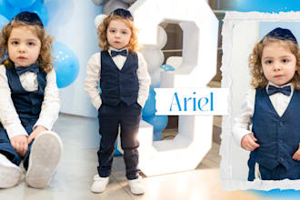 design a modern baby birthday photo album and photobook