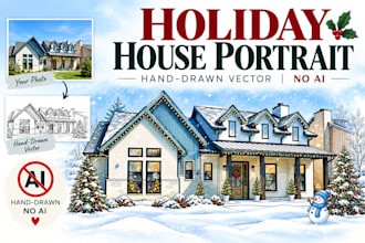 create a custom holiday house portrait from your photo