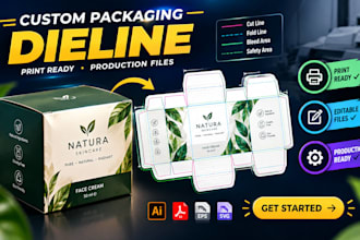 create packaging dieline for boxes labels and print production
