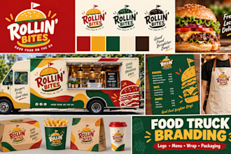 create food truck brand identity restaurant branding cafe logo menu design