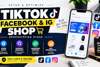 setup tiktok shop facebook shop shopify tiktok store design and redesign