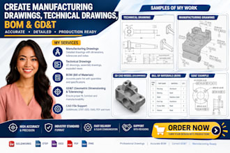 create manufacturing drawings, technical drawings, bom, and gdt